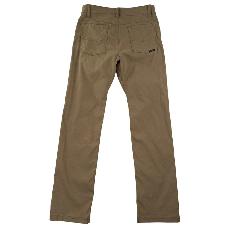 Prana Pants Mens 31x32 Fits 30x31 Khaki Nylon Stretch Travel Hiking Trousers